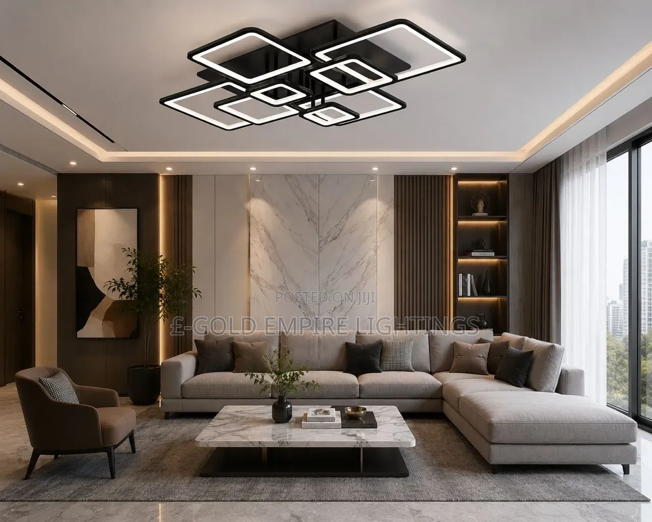 Modern Luxury LED Chandelier Ceiling Light – Geometric Design