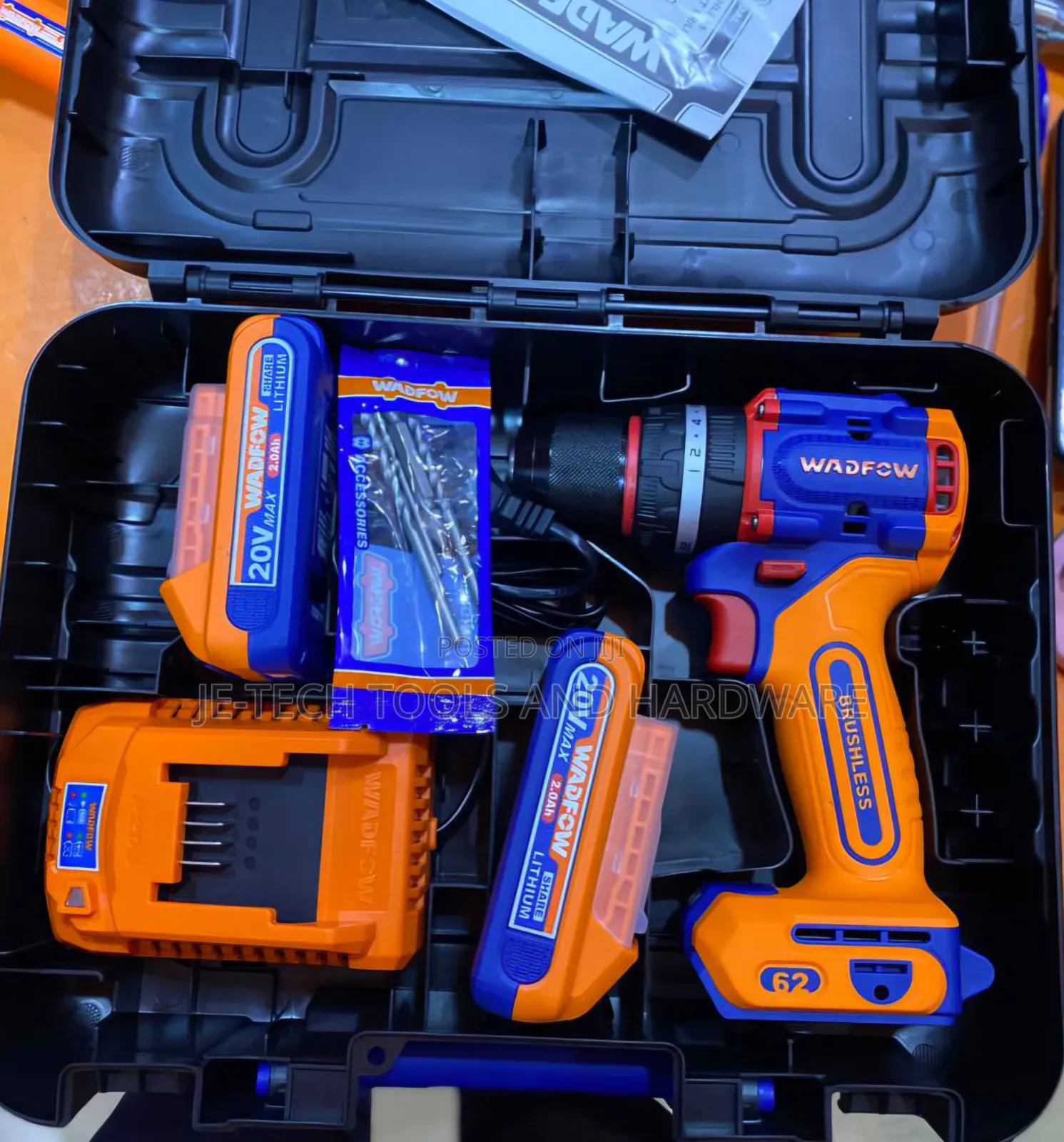 Wadfow 20V Brushless Impact Drill Driver Set