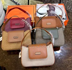 Canvas and Leather Shoulder Bag With Front Pocket