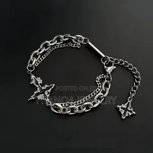 Zircon Dark Cross Rope Bracelet