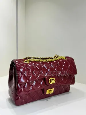 Glossy Chanel Bag Size Big Color: Black. Wine. Brown.White.Silver Gold