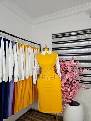 Yellow White Shirt-Sleeve Size 12 Corporate Dress