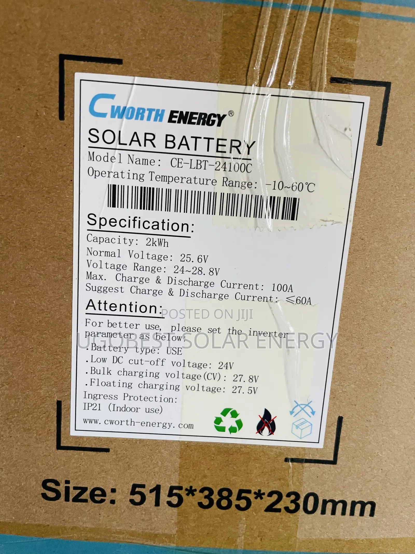 2kwh 24v Cworth Lithium Battery