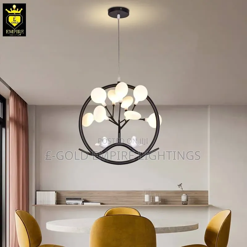 Luxury Gold Ring Chandelier | Modern 8-Bulb Globe Pendant Light