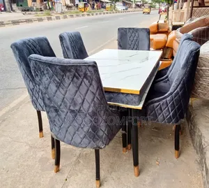Brand New Top Quality 6 Seaters Luxury Faux Marble Dining Set