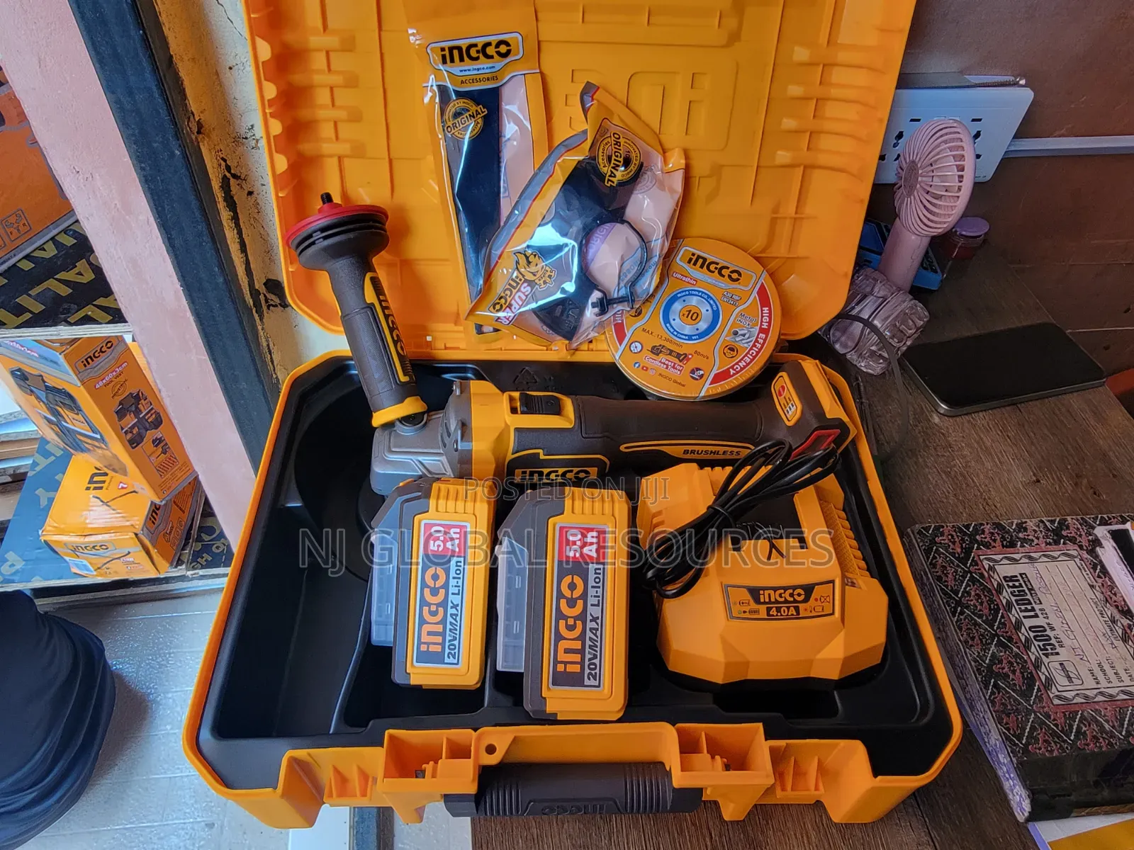 Ingco Cordless Angle Grinder 20v 5.0ah Battery 1200w