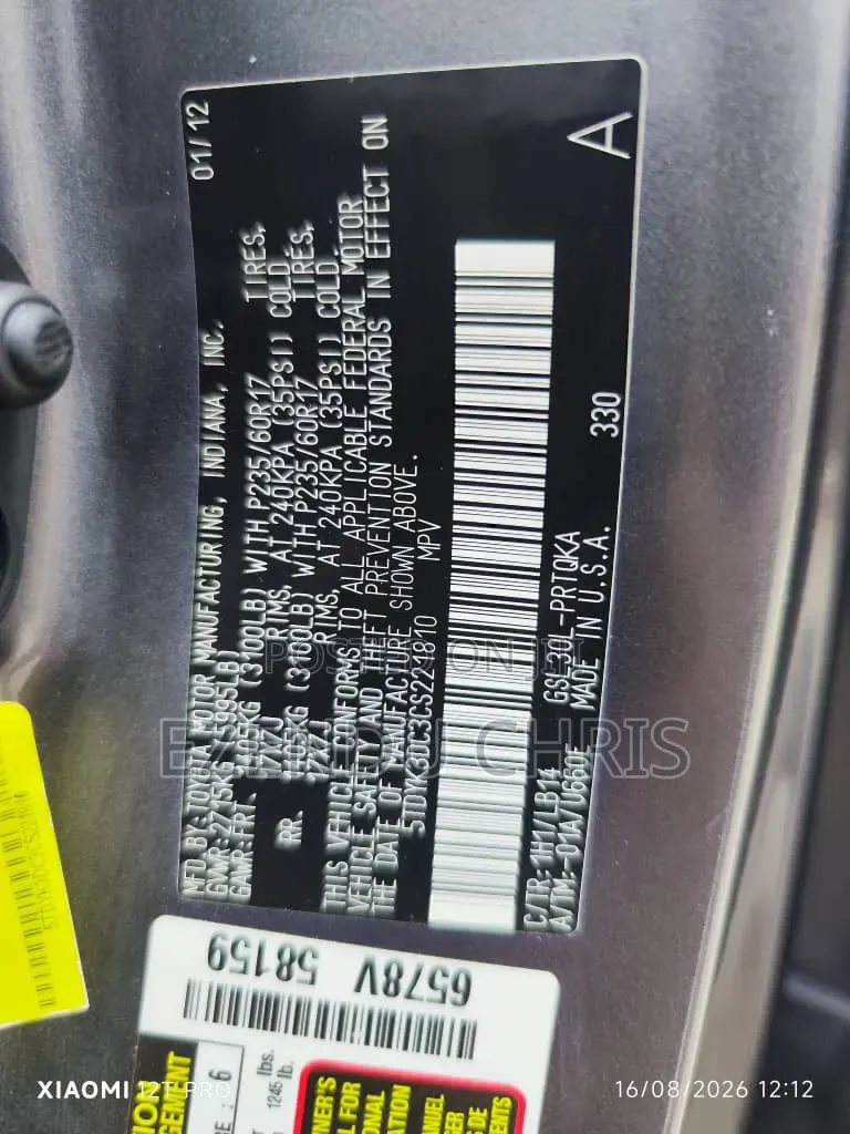 Toyota Sienna 2012 Gray