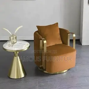 Luxury Swivel Accent Armchairs Elegant Gold-Tone Metallic Armrests