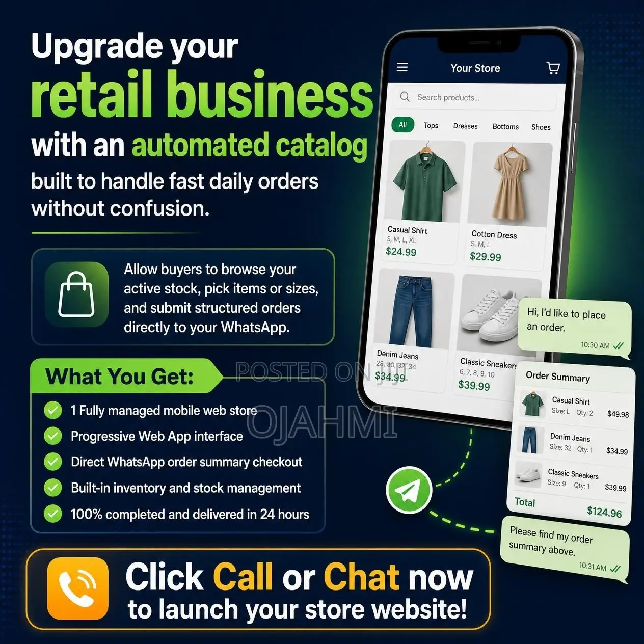 Direct WhatsApp Order Website for Store Vendors