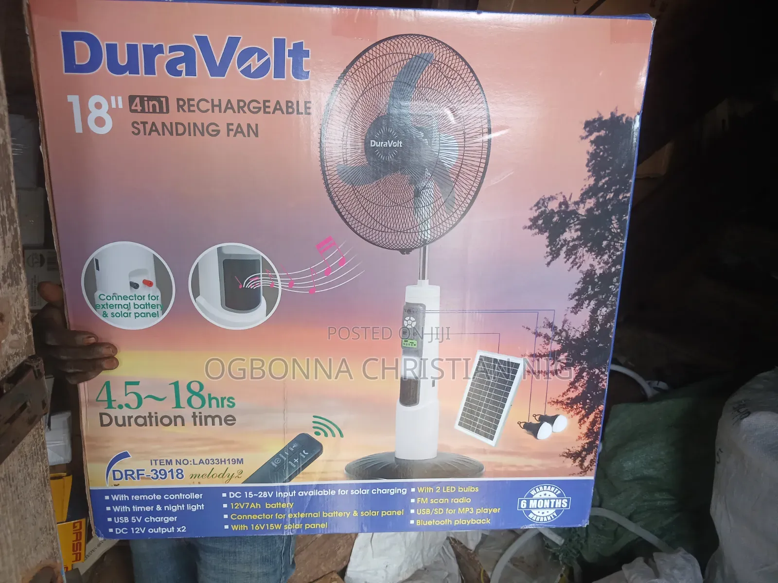 Duravolt 18inch Rechargeable Fan