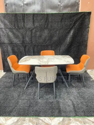 Contemporary Rectangular Dining Set Featuring a Grey Marble-Top Table