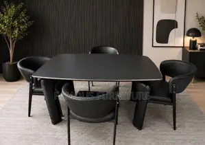 Modern Dining Set Featuring a White Marble-Patterned Tabletop Paired