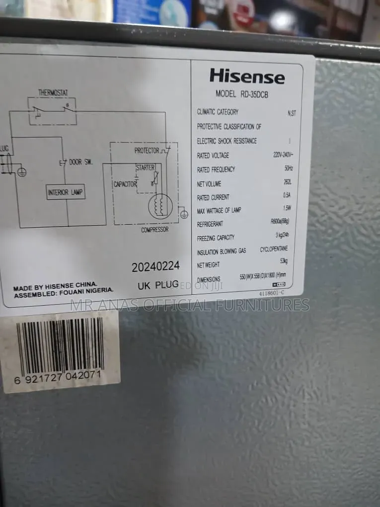 262L Hisense Double Door Fridge With Dispenser