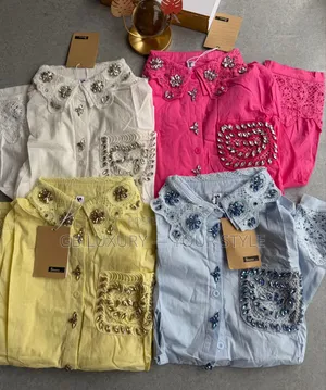 Pearl Embellished Lacy Panel Cuffs Shirt! 