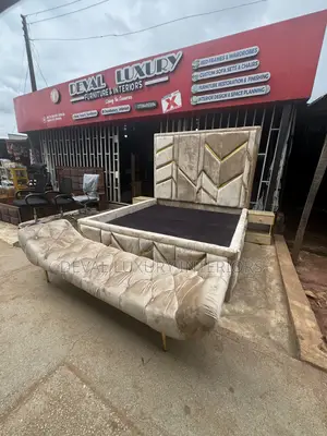 High Padded 6 by 6 Bedframe With Ottoman