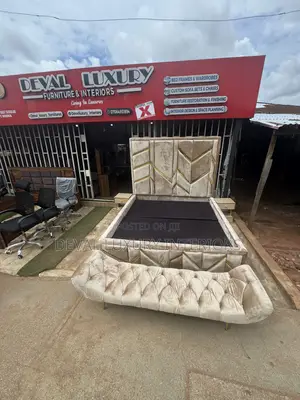 High Padded 6 by 6 Bedframe With Ottoman