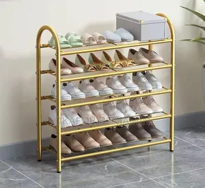 High Quality Gold Five Layer Shoe Rack