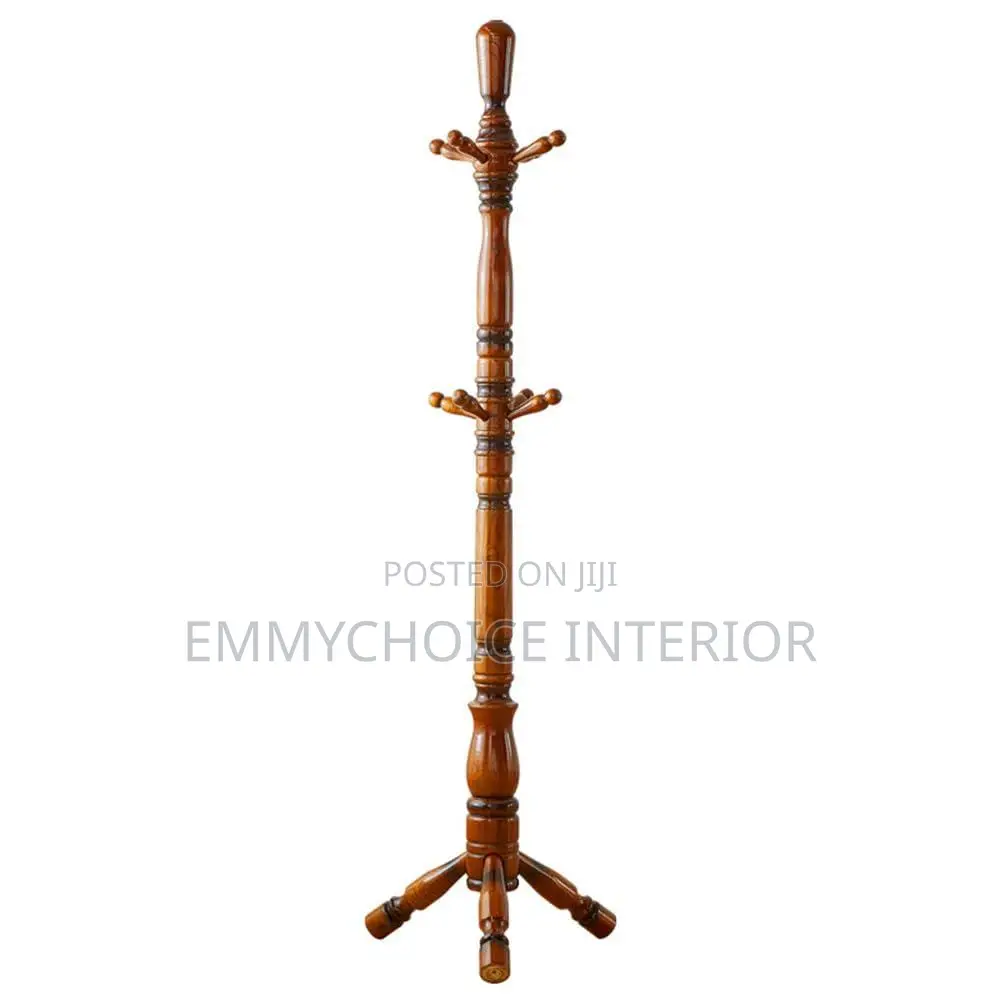 Classic Wooden Coat Rack With Tripod Base