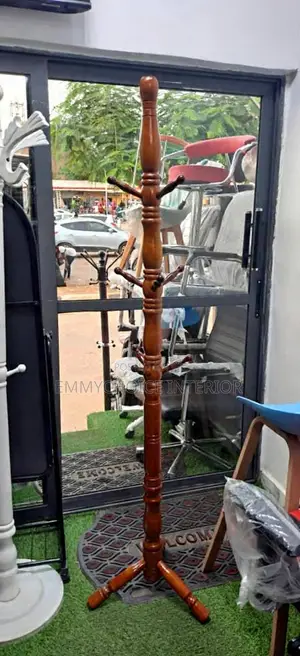 Classic Wooden Coat Rack With Tripod Base