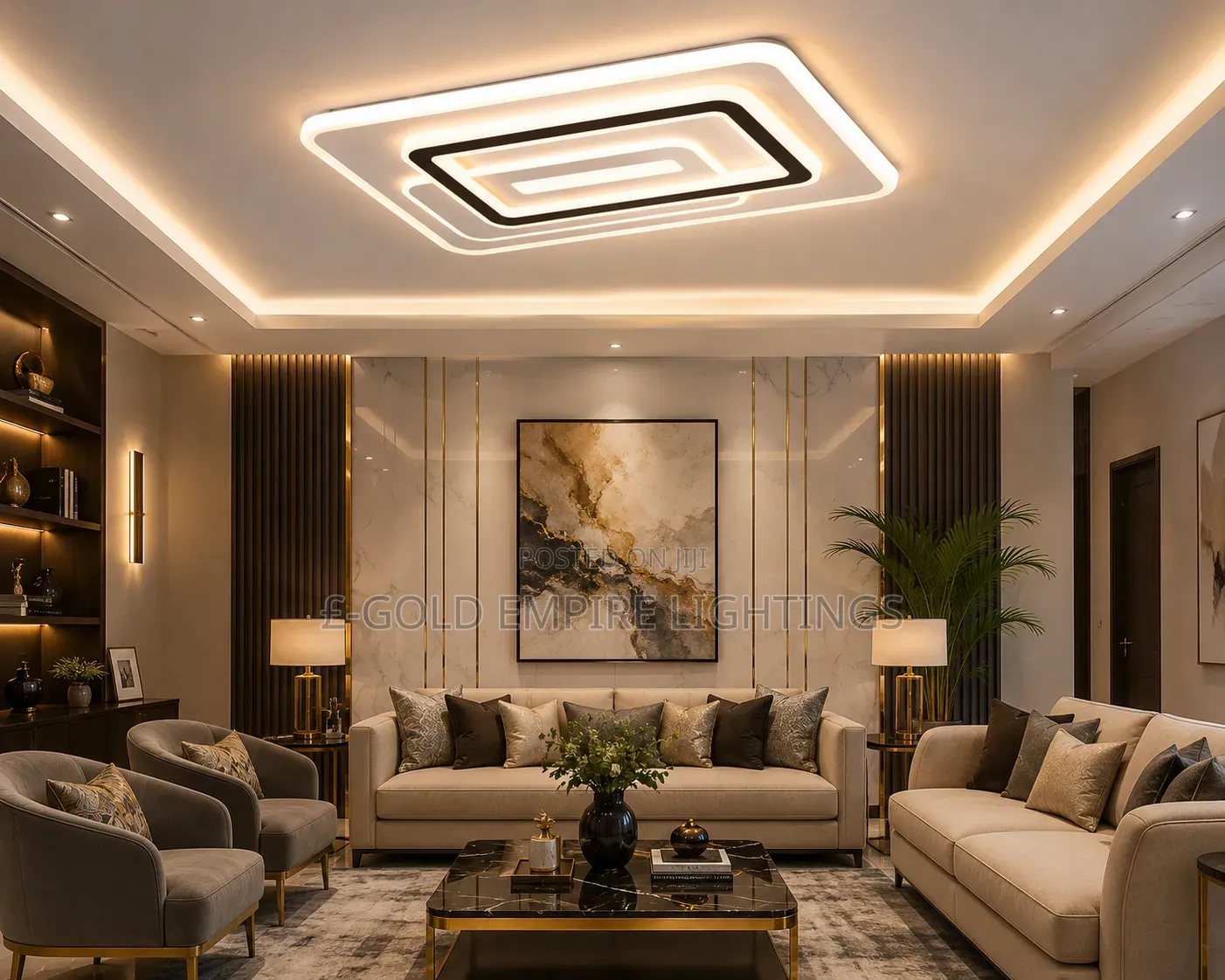 Modern Luxury LED Big Ceiling Light – Stylish Geometric Design