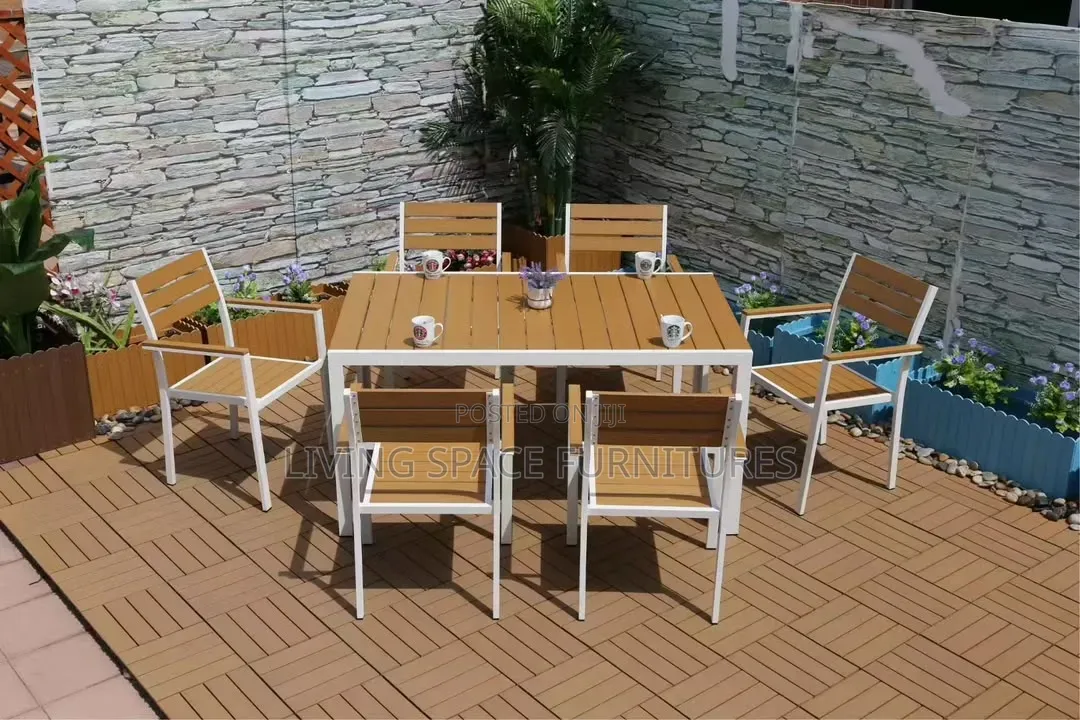 Outdoor Dining Table With 6 Solid Chairs