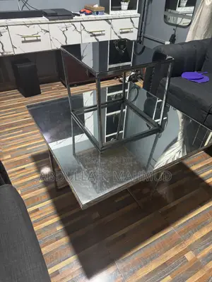 MIRRORED GLASS TABLE SET - Modern 2Piece Table Pair (Large Small)