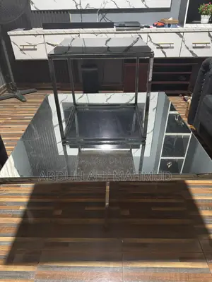 MIRRORED GLASS TABLE SET - Modern 2Piece Table Pair (Large Small)