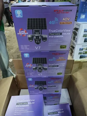 4G LTE Solar PTZ CCTV Camera – 4-Lens 12MP Ultra HD Security Camera