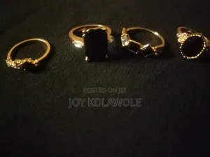 Trendy Knuckle Rings, Gold Black, Stone Color