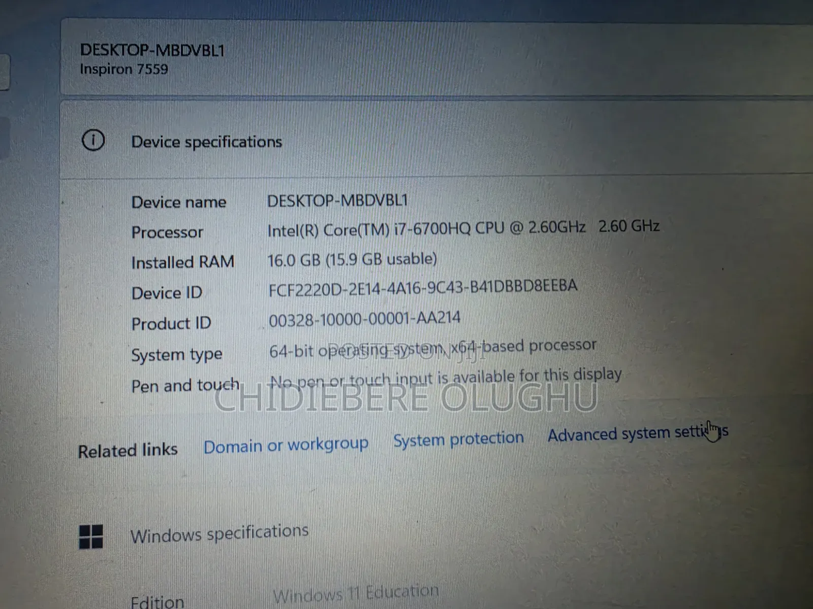 Laptop Dell Inspiron 15 7000 16GB Intel Core i7 SSD 1T