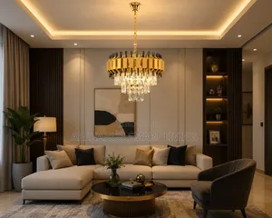 Modern Gold Crystal Chandelier, Luxury