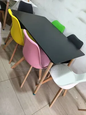 Unique Dinning/ Restaurant Table and Six Coloured Chairs