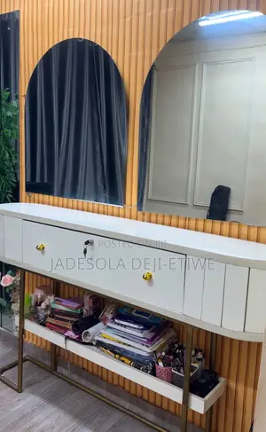 White Table With Drawers and Compartment