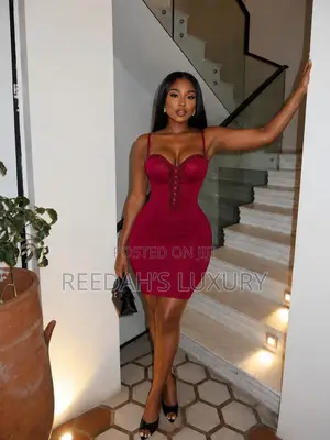 Crimson Embellied Bodycon Dress