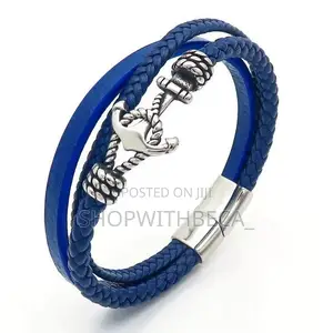 Anchor Leather Bracelet