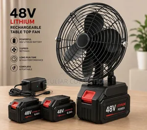 Rechargeable Lithium 48V Table Fan: 2 Free Batteries. Free Delivery