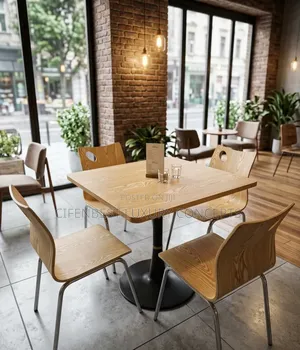 Wooden Restaurant Table and Four Seaters Chair