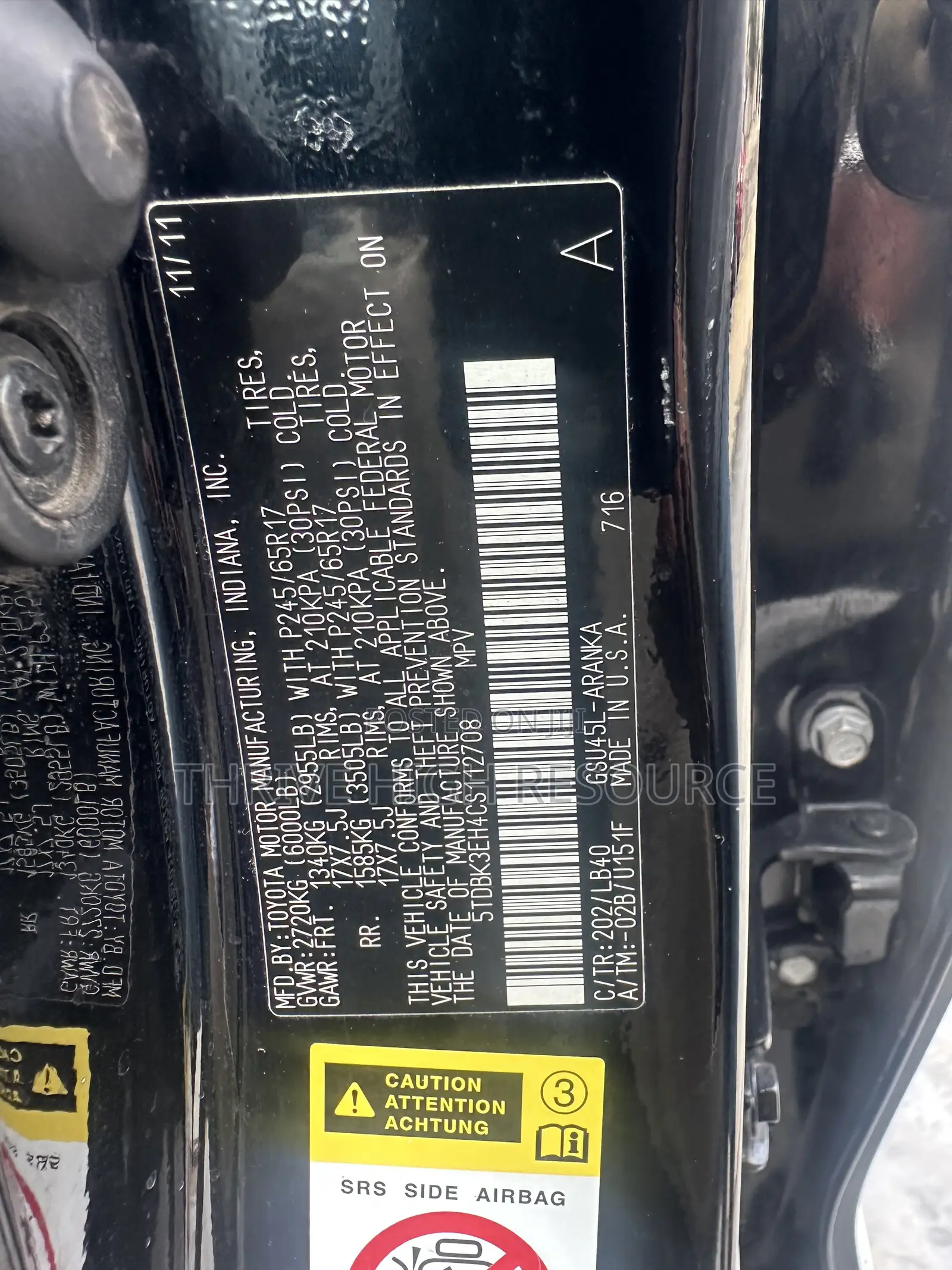Toyota Highlander SE 2012 Black