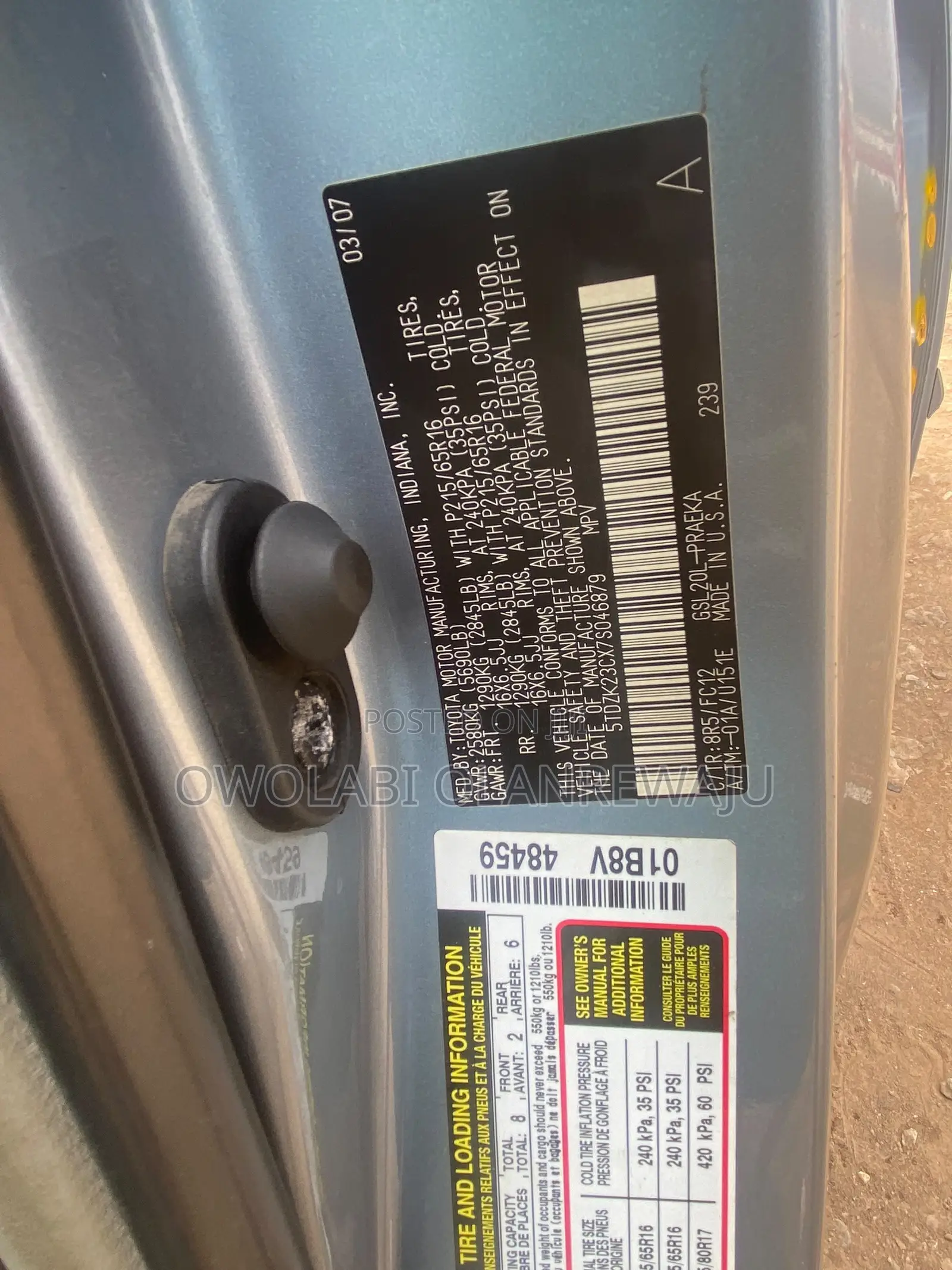 Toyota Sienna 2007 Blue