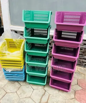 6PCS Multi-Tier Stackable Plastic Storage Basket Crate