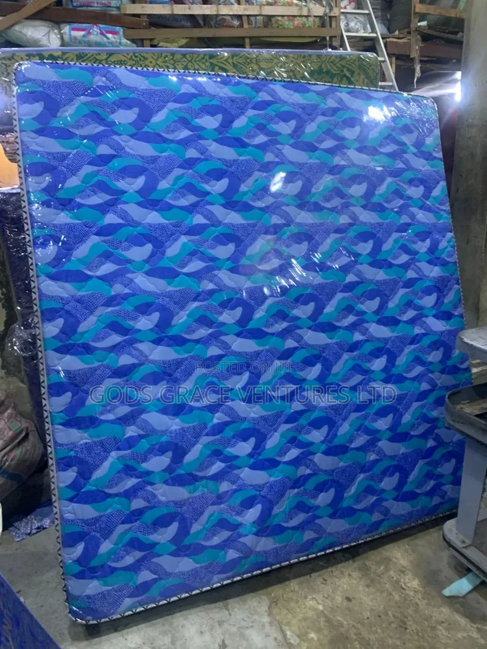 Blue King-Size Bed/Mattress (Semi Orthopedic)