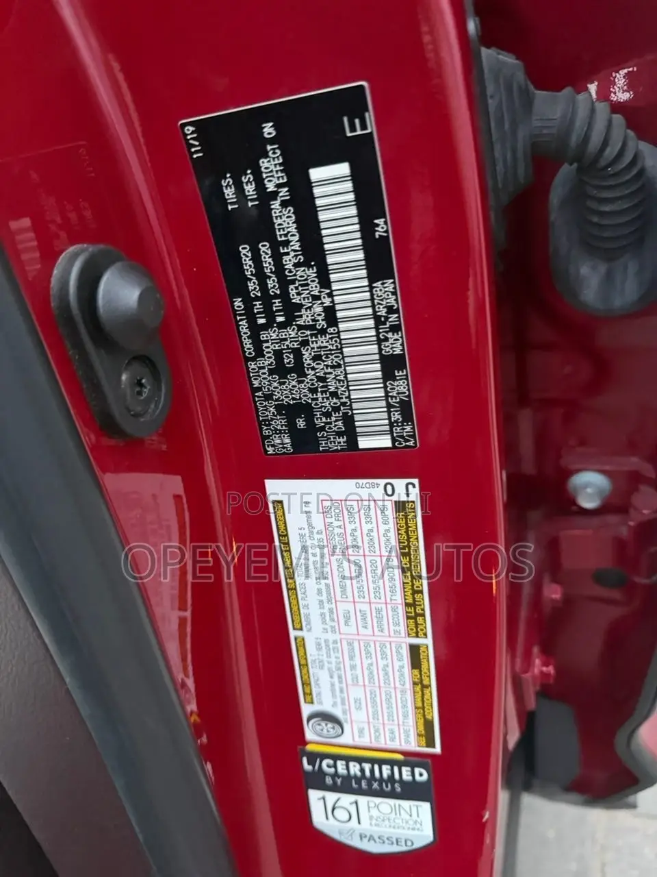 Lexus RX 350 2WD 2020 Red