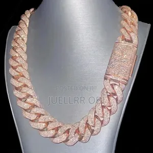 Heavy Miami Cuban Link Chain VVS Moissainite, 925 Rosegold Plated Iced