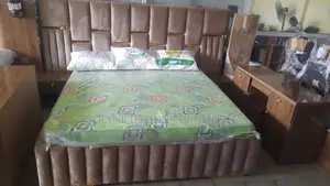 Fabric Paded Bed Frame With Bedside