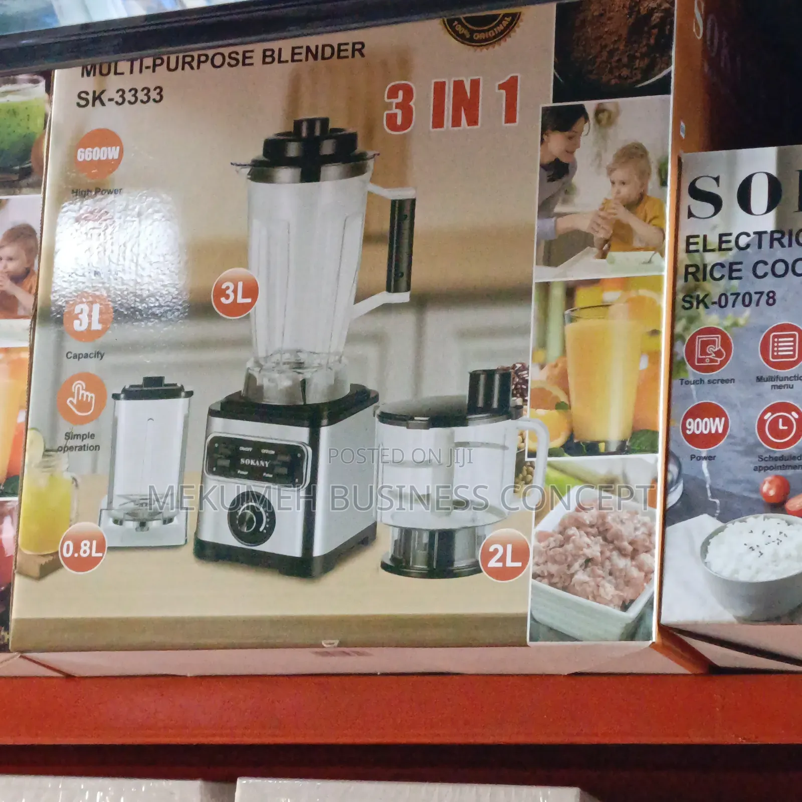 3in1 Sokany Multi-Purpose Blender, Chopper, Grinder