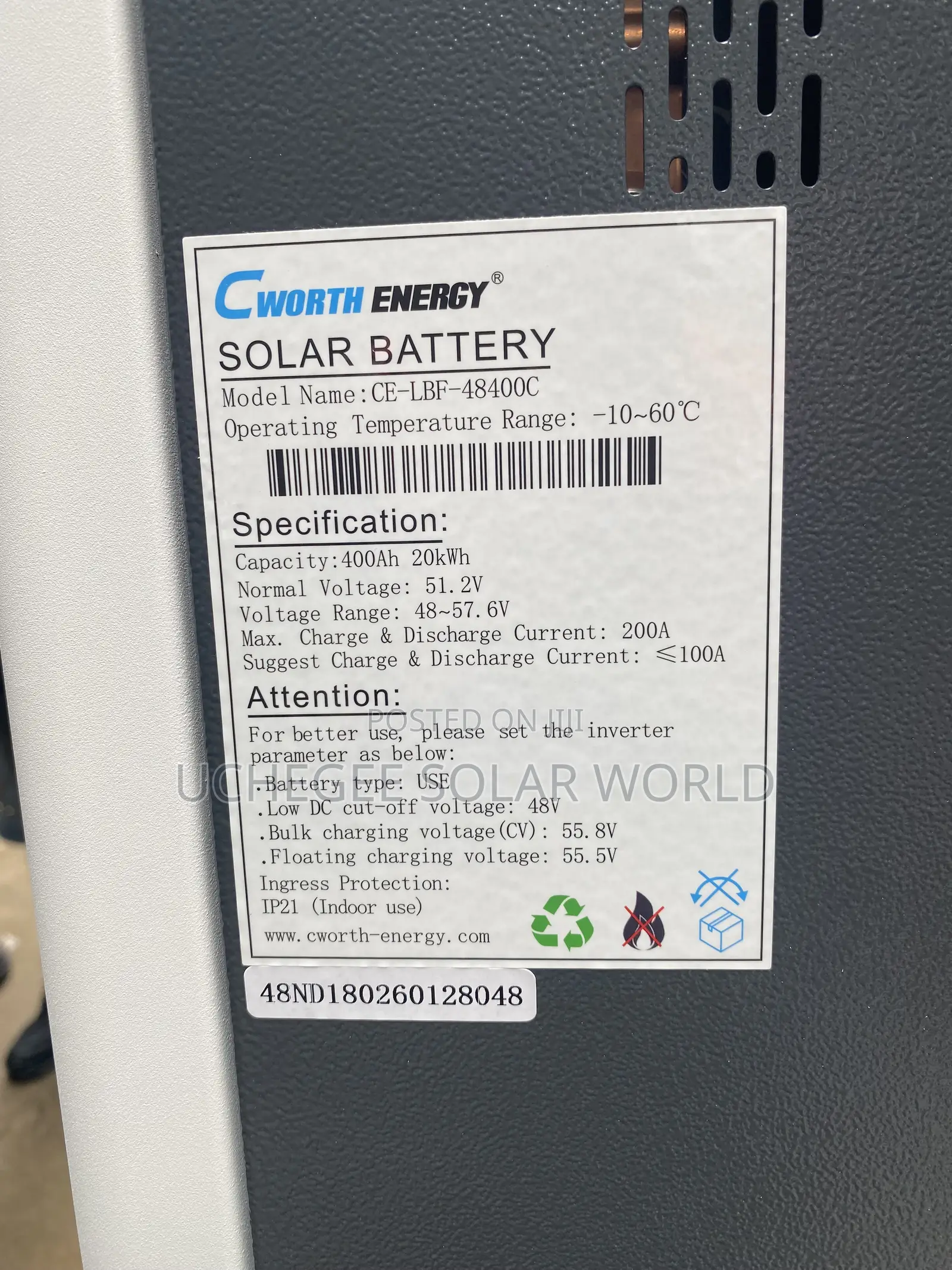 Solar Energy 20kwh Lithium Ion Battery