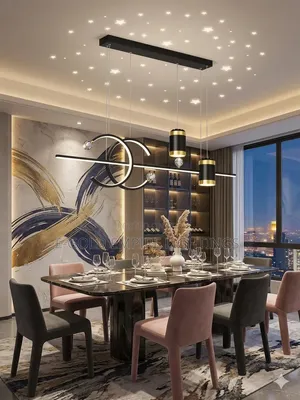 Luxury Modern Dining Chandelier – Black Gold Designer Pendent Light