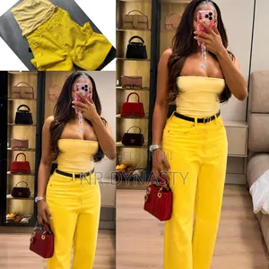 New In High Quality Yellow Tube Denim Set