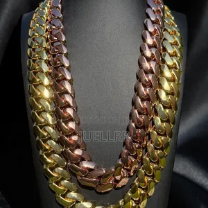 Rosegold Gold Miami Cuban Link Chain Gold Plated Set,exactly as Seen
