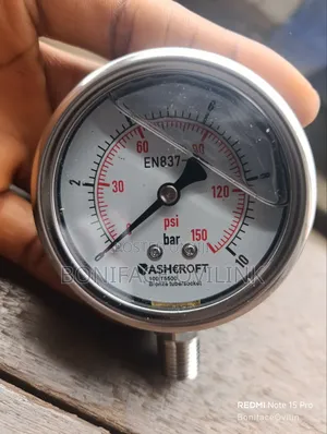1⁄4" NPT 50mm 10-Bar 316 Stainless Steel Pressure Gauge